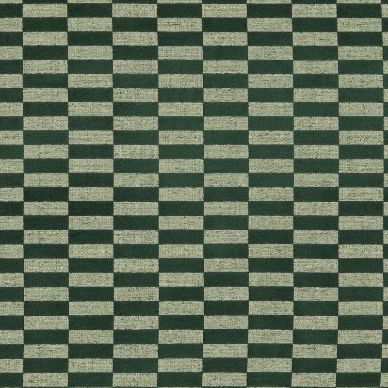 Textured woven fabric with alternating dark green and beige rectangular bands forming a tight checkerboard, repeating across a flat, evenly lit close-up surface.
