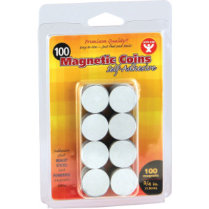 Self-Adhesive Magnetic Coins- 100, 3/4" coins