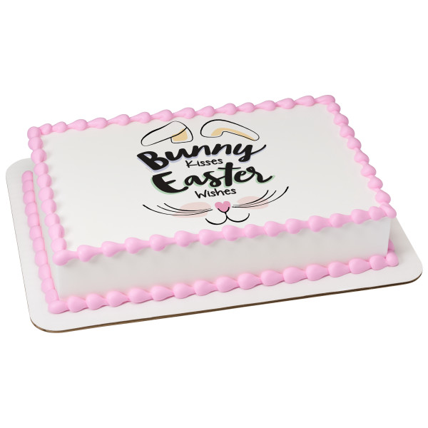 Bunny Kisses Easter Wishes PhotoCake® Edible Image®