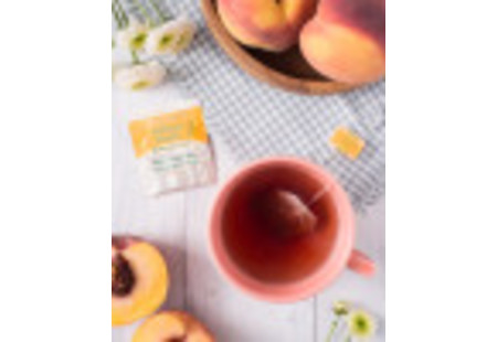 Front of Perfect Peach Herbal Tea box