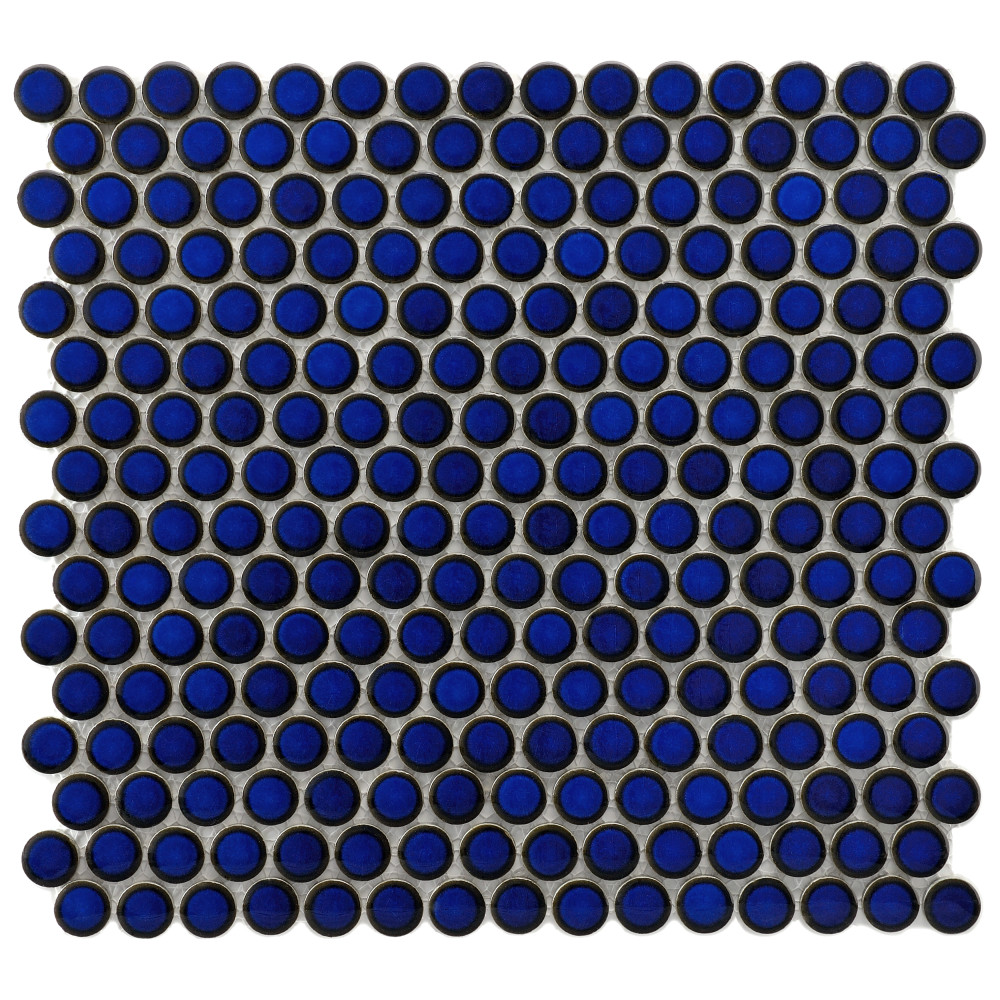 Sample – Hudson Penny Round Blue Eye Porcelain Mosaic Tile
