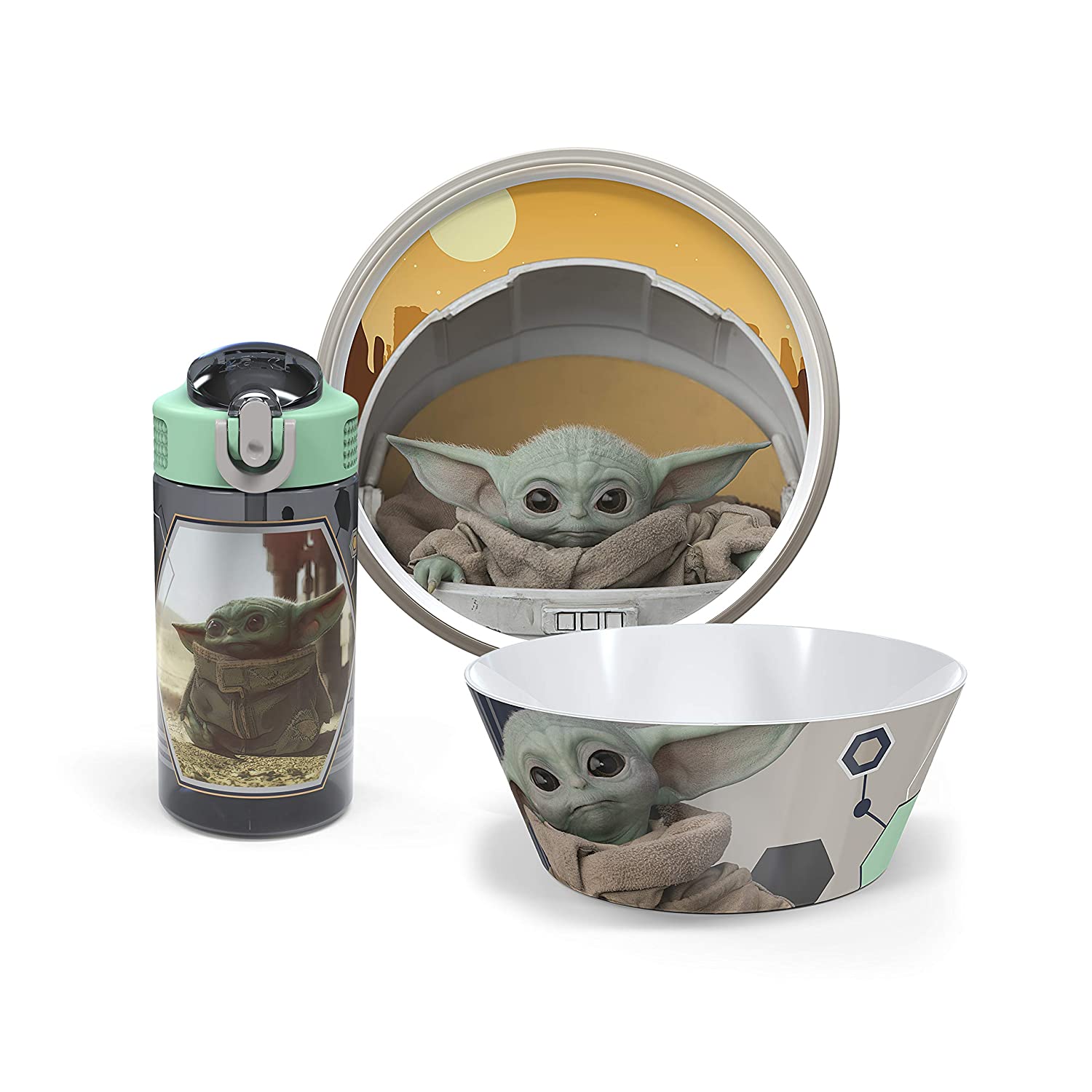Star Wars: The Mandalorian Plate, Bowl and Water Bottle, The Child (Baby Yoda), 3-piece set slideshow image 1