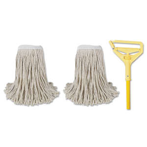 Boardwalk, Cotton Cut-End Wet Mop Head with 1" Headband, #24, White