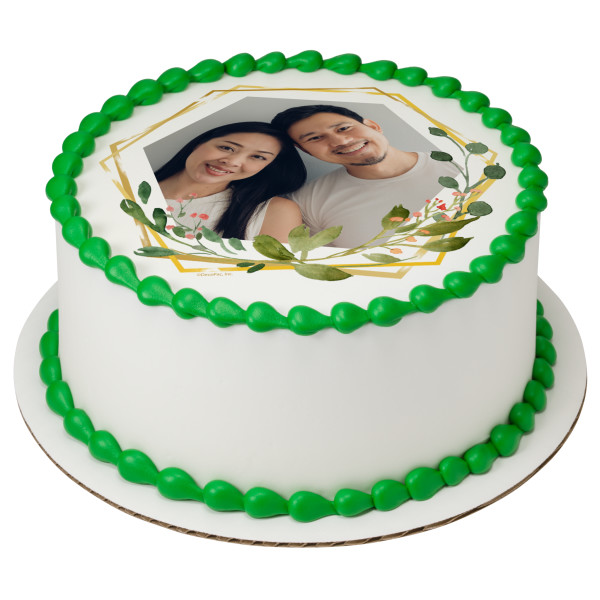 Leaves Geometric PhotoCake® Edible Image® Frame