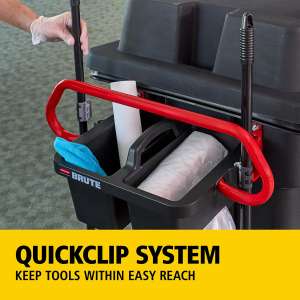 Rubbermaid Commercial, BRUTE, Ergonomic Rotomolded Tilt Truck Handle and Caddy, Red