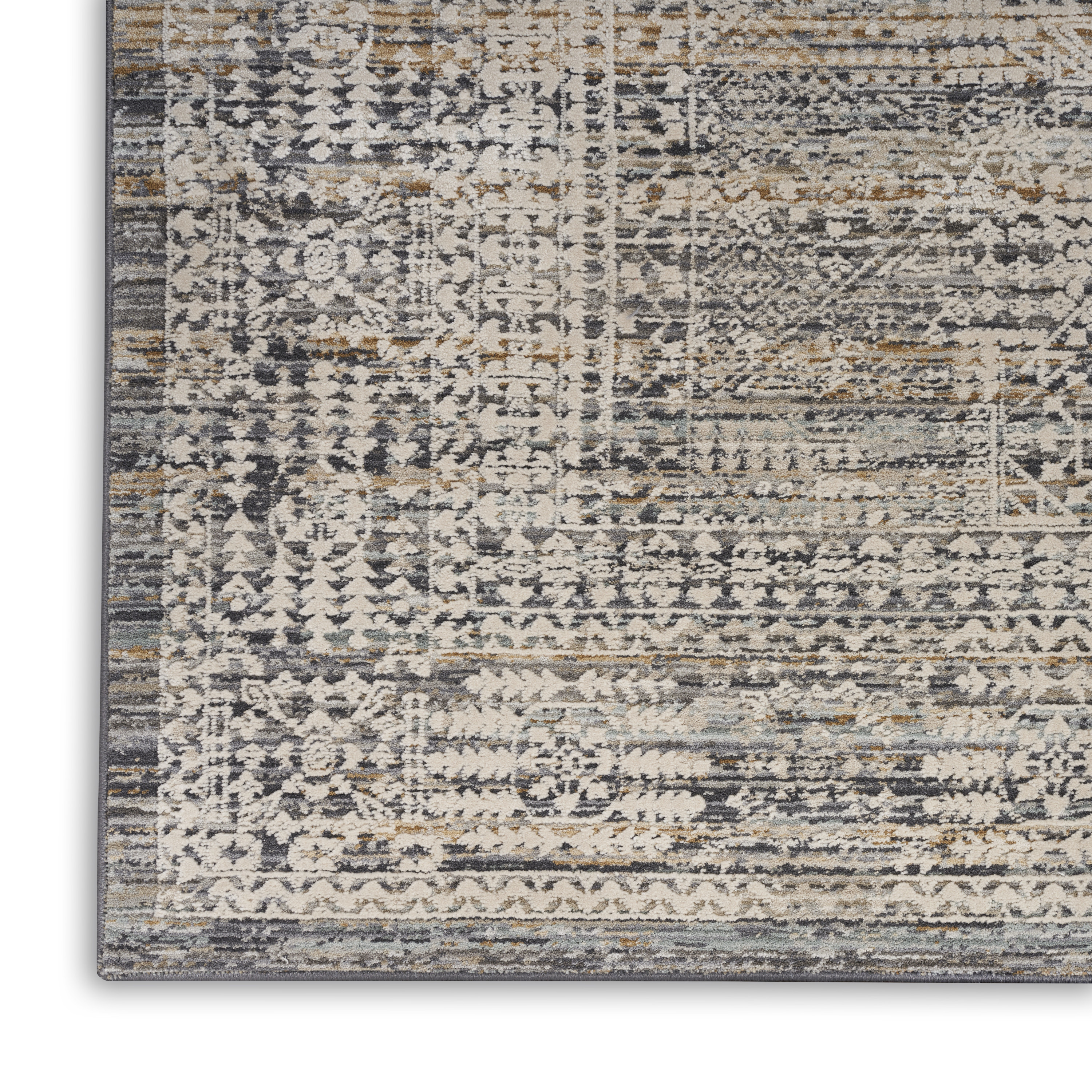 Nourison Lynx 2'3" x 10' Ivory Slate Vintage Indoor Rug