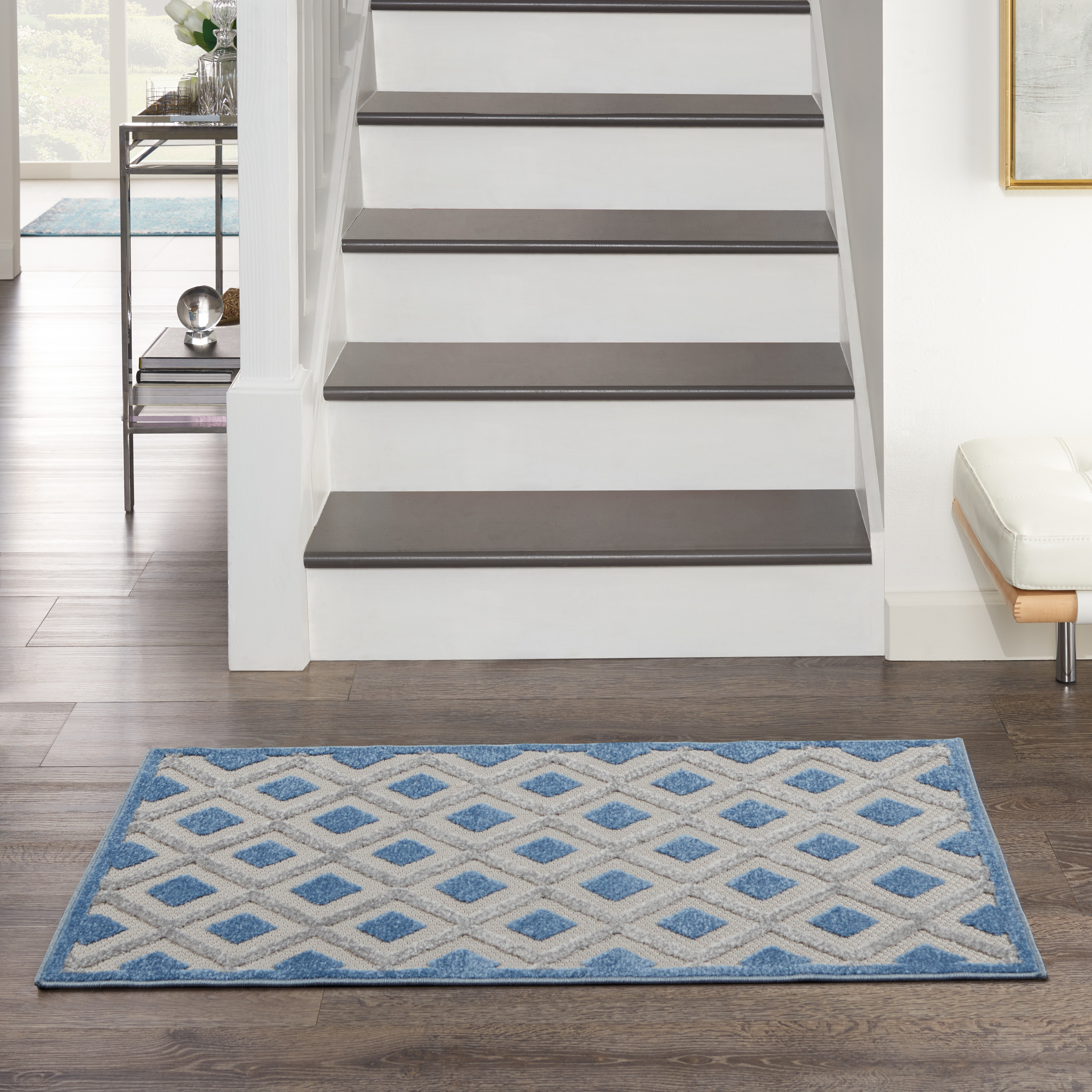 Nourison Aloha 2'8" x 4' Blue Grey Modern Rug