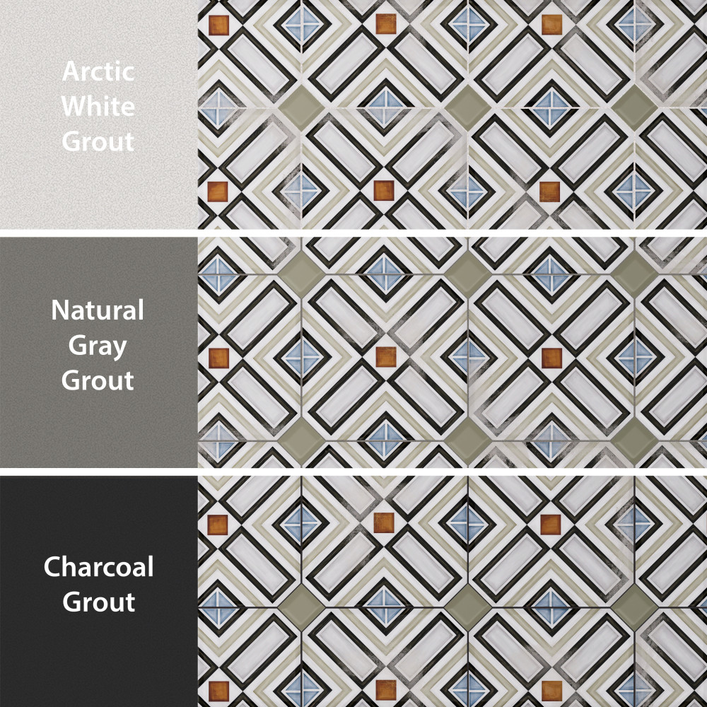 Vaudeville Octagon Deco Ritter 7-7/8 in. x 7-7/8 in. Porcelain Floor and Wall Tile