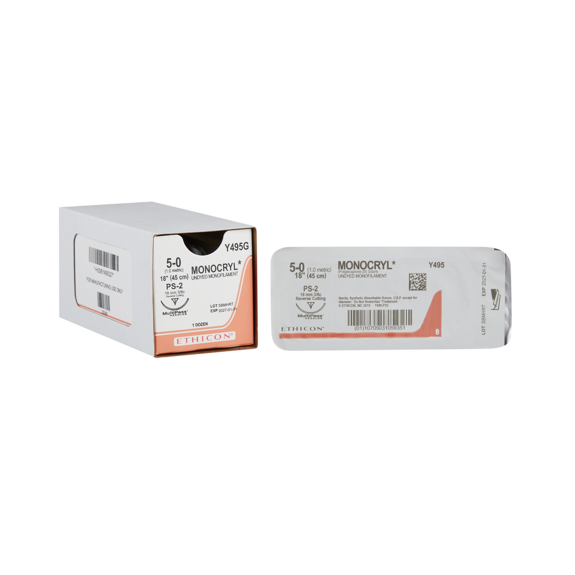 J & J Healthcare Systems SUTURE, MONOCRYL UD PS-2 5-0 18" (12/BX)