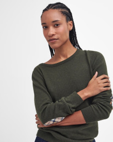 Pendle Crew Neck Jumper Olive-Hessian Tartan