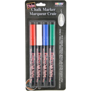 Bistro Chalk Markers, Fine Tip, 4-Color Set, Red, Green, Blue, White