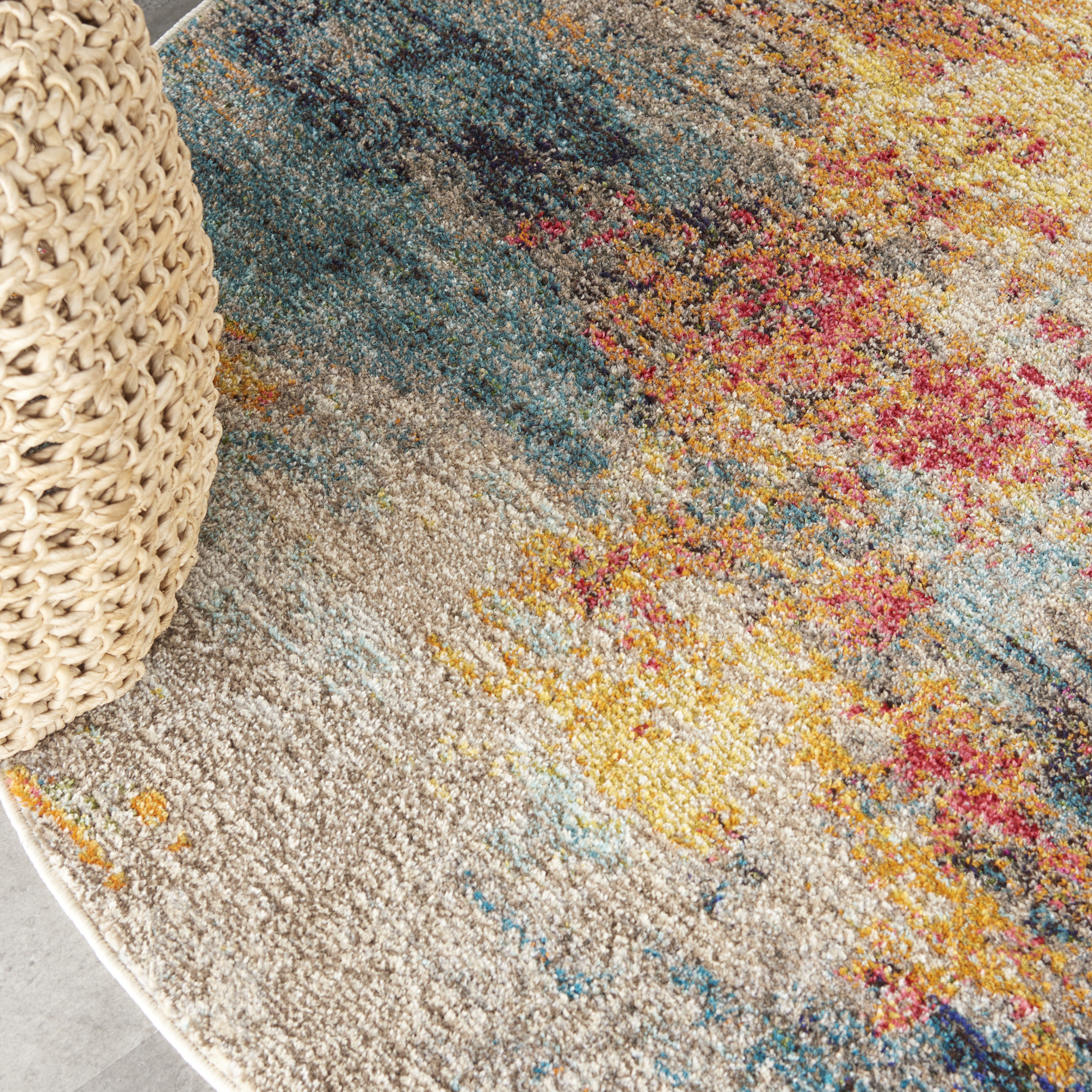 Nourison Celestial 5'3" x Round Multicolor Modern Indoor Rug