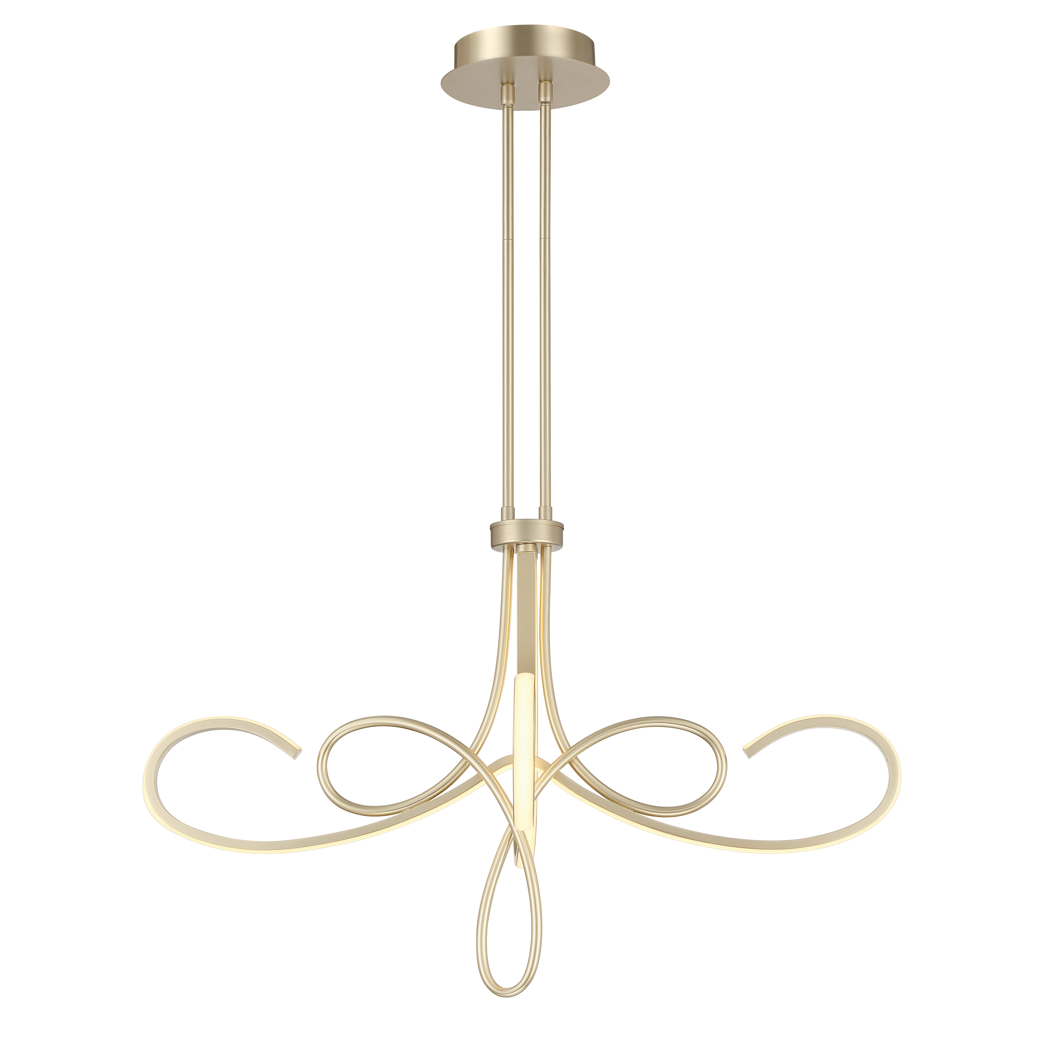 The Astor chandelier by Robin Baron combines contemporary design with energy-efficient LED technology. Its 32-inch width and soft gold finish create an elegant focal point for modern interiors. - alternate view