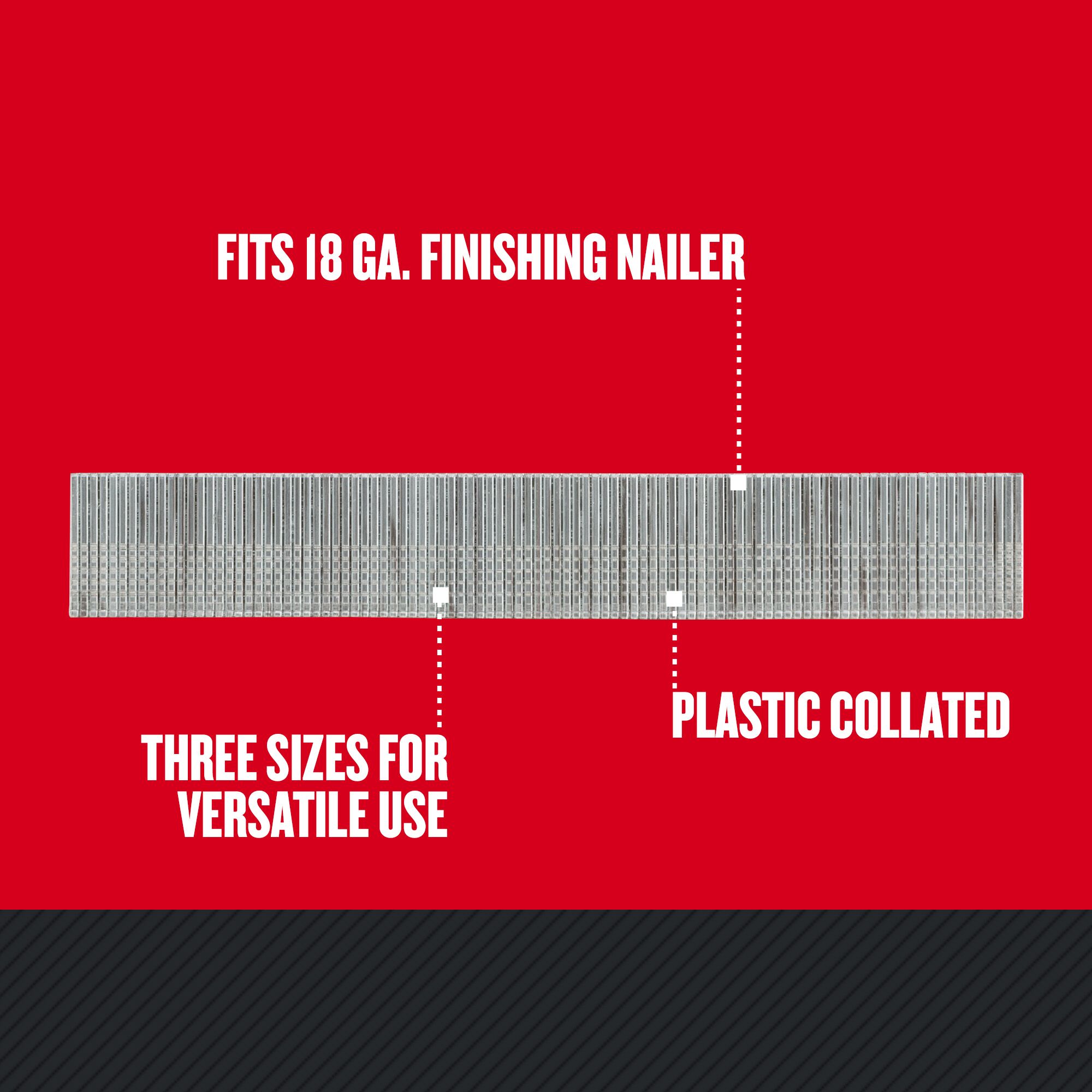 Graphic of CRAFTSMAN Fasteners: Brad Nails highlighting product features