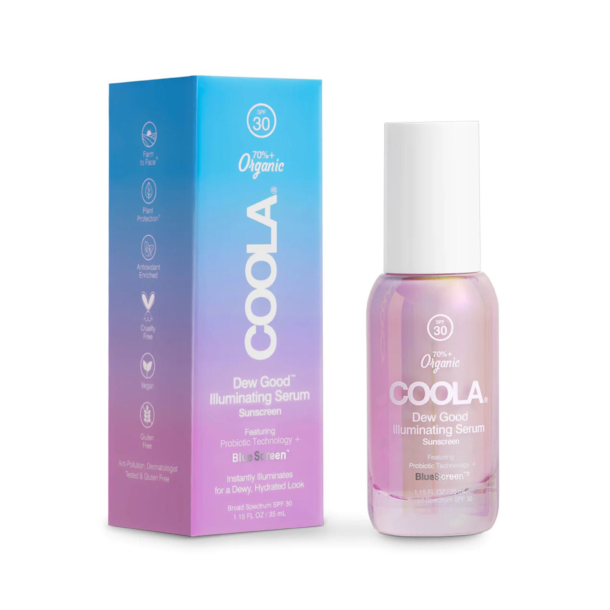 Coola® Dew Good™ Illuminating Serum Sunscreen with Probiotic & BlueScreen™ SPF30