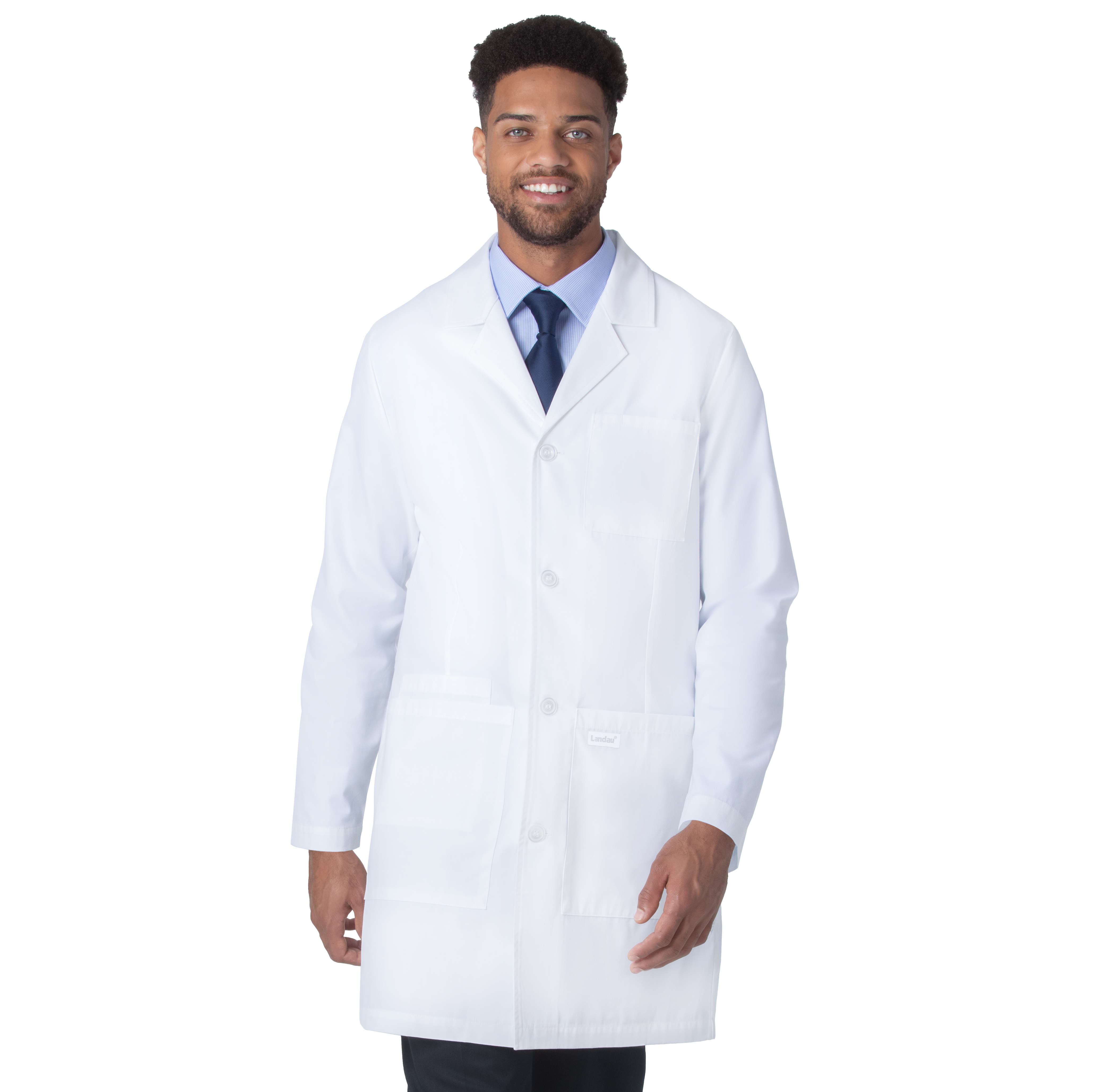 Landau Unisex 4-Pocket Mid-Length White Coat-White Coats