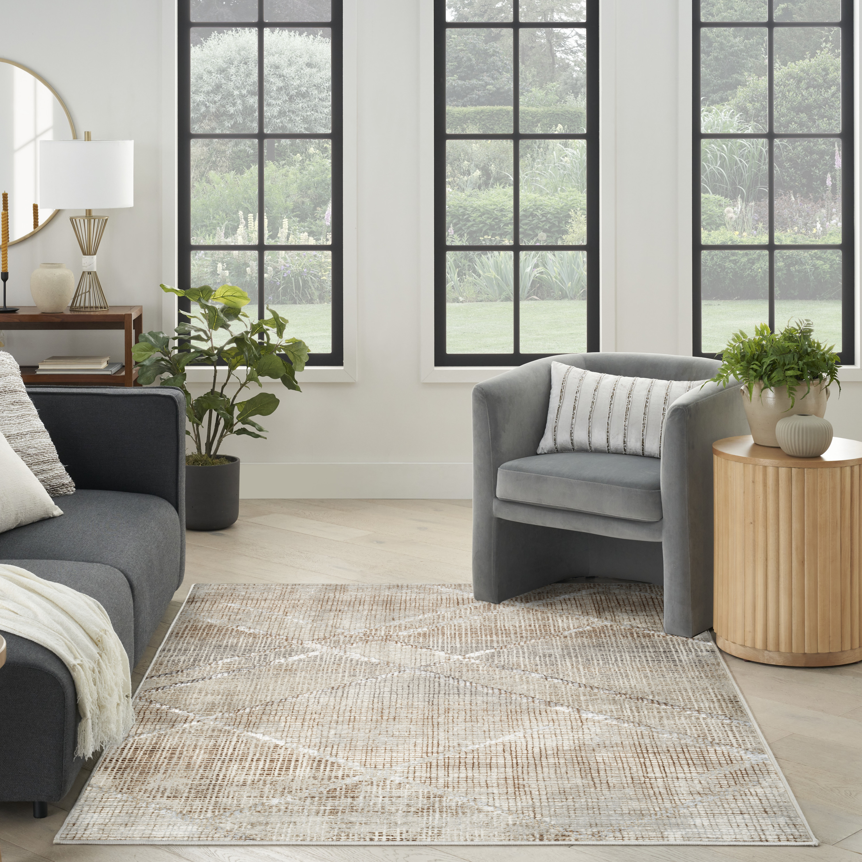 Nourison Sparkle 3'11" x 5'11" Grey Mocha Modern Indoor Rug