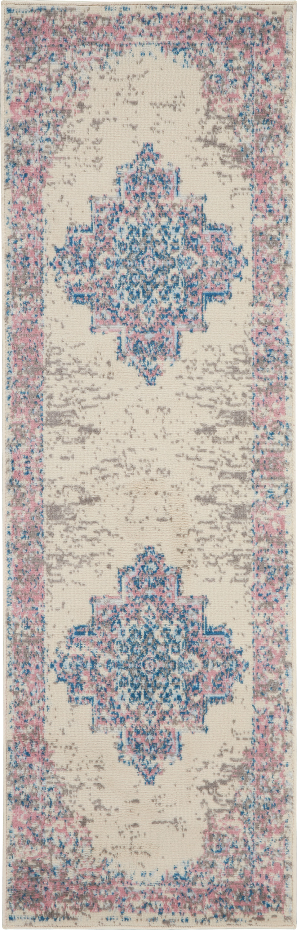 Nourison Grafix 2'3" x 7'6" Ivory Pink Vintage Indoor Rug