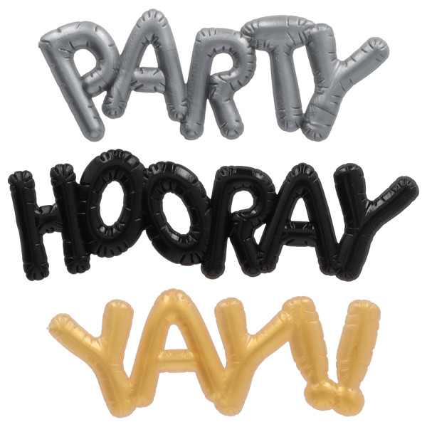 Mini Metallic Balloon Words Cupcake Layon