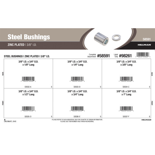 Zinc-plated Steel Bushings Assortment (3/8