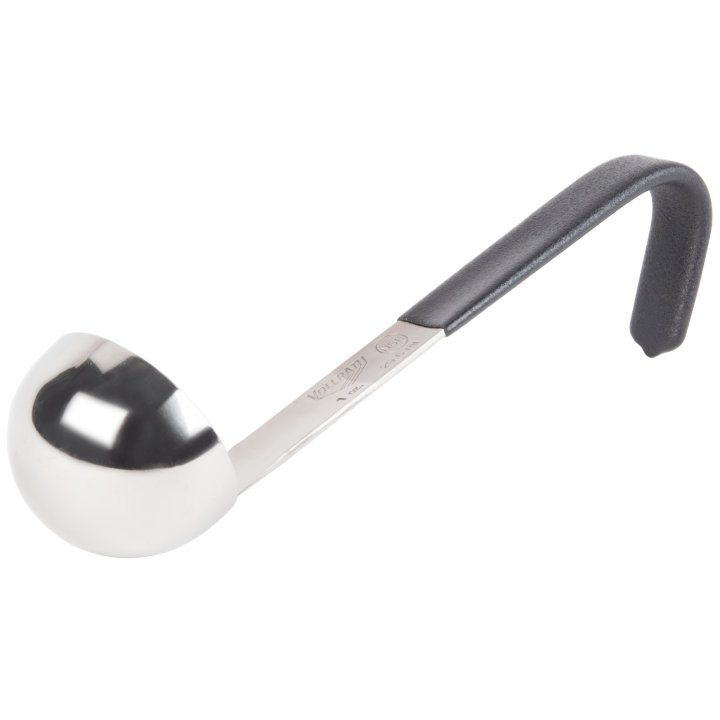 1-ounce one-piece heavy-duty stainless steel ladle with short Kool-Touch® handle