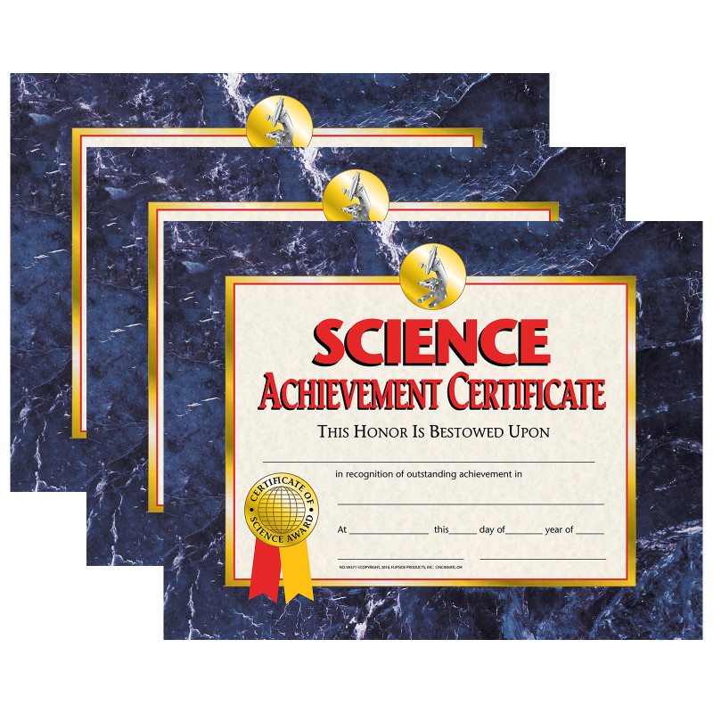 Science Achievement Certificate, 30 Per Pack, 3 Packs