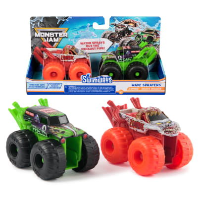 SwimWays Monster Jam Wave Sprayer Monster Pack, Grave Digger & Zombie Monster Truck 2-Pack, Kids Pool Toys, Pool Party Supplies, Monster Jam Toys for Kids Ages 4 & Up (No Batteries Required)