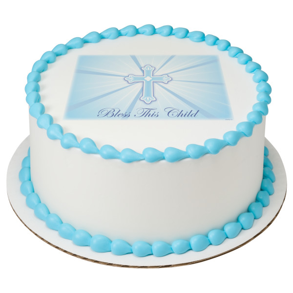Bless This Child Blue PhotoCake® Edible Image®