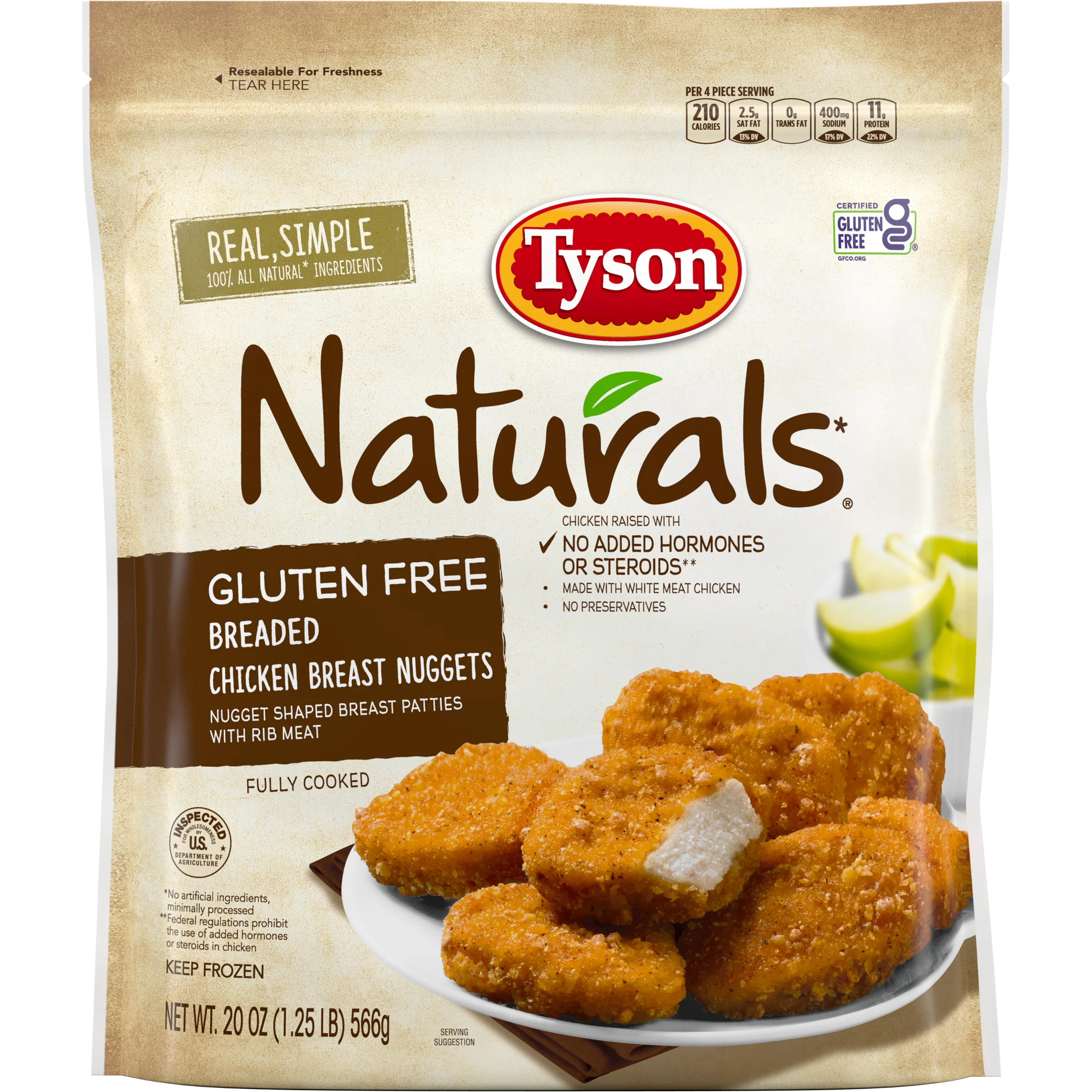 Naturals Gluten Free Breaded Chicken Breast Nuggets