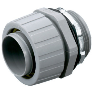 Liquid Tight Connector, Nylon, Straight, Gray, 1-1/2 in.
