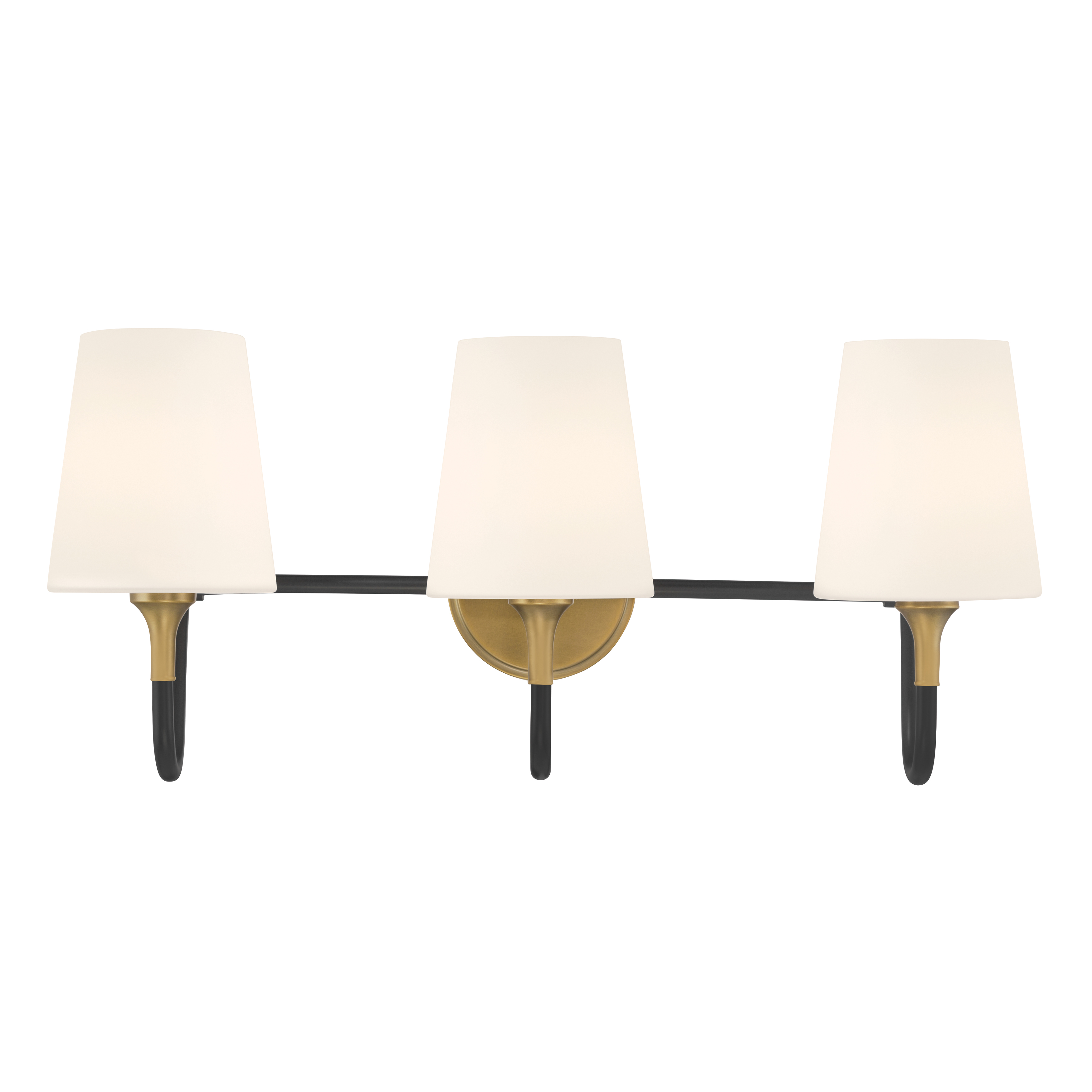 3-Light Vanity - Legacy Brass and Dark Matte Black with Etched White Glass - alternate view