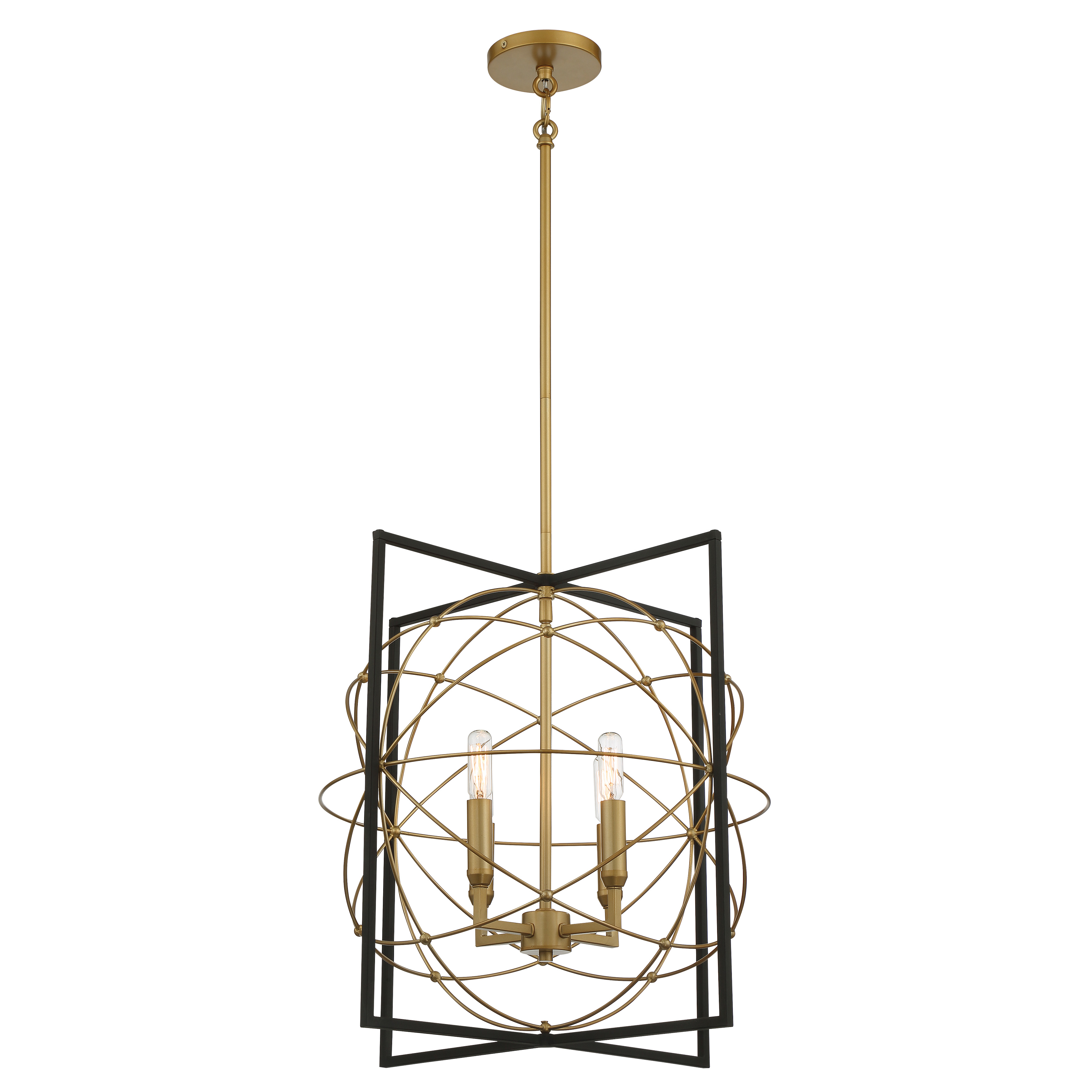 The Titan's Trace pendant combines contemporary design with industrial flair through its unique sand coal and honey gold finish. At 19 inches wide, it provides focused illumination perfect for dining areas and kitchen islands. - alternate view