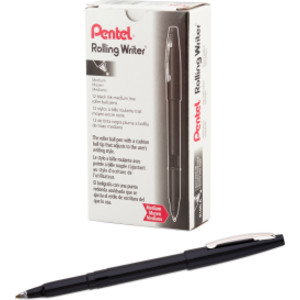 Rolling Writer Roller Ball Pen Medium Line, Black Ink, 12 Pack