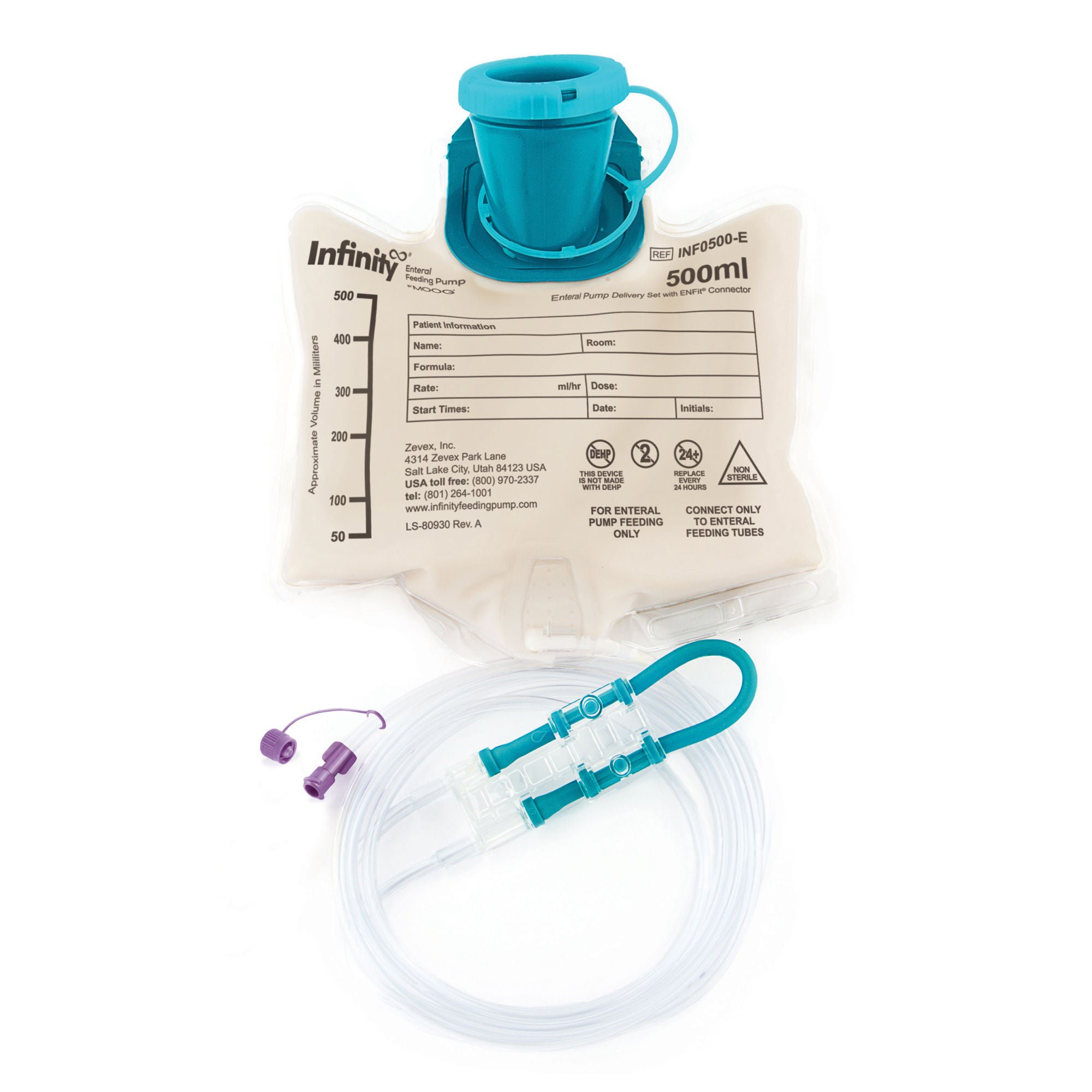 Zevex BAG SET, INFINITY ENTERAL W/ENFITCONNECTOR 500ML (30/CS)