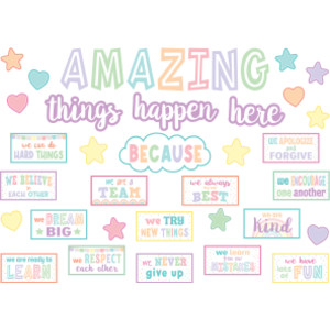 Pastel Pop Amazing Things Happen Here Bulletin Board Set