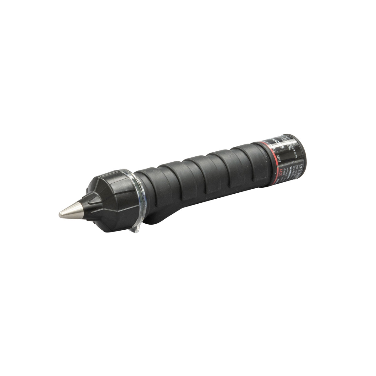 Stray voltage detector alerts at 5V and up.  No on/off button, detector is always on.  Use on street light poles, guide guy wires, wood transmission poles, meter cans, manhole covers and other metallic surfaces.  Available holster with integrated tester accessory.  Rugged, water-resistant, utility-grade design