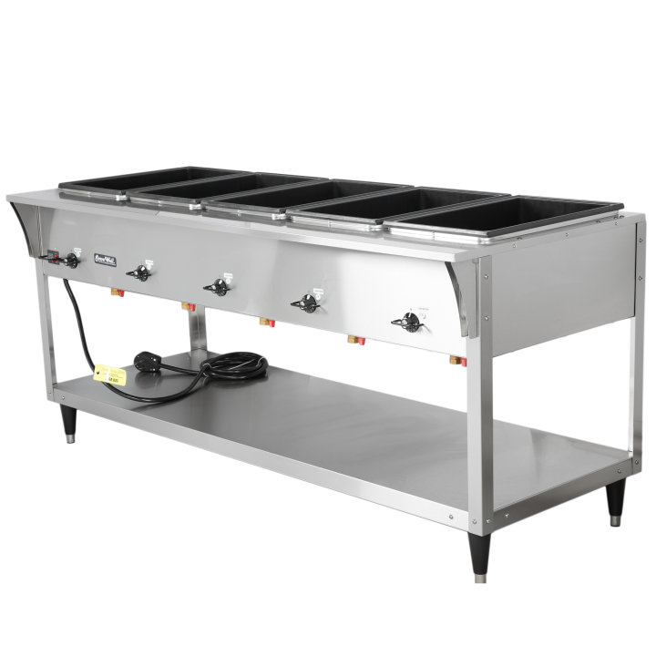 120-volt 3500-watt five-well Servewell® SL streamlined stainless steel hot-food table
