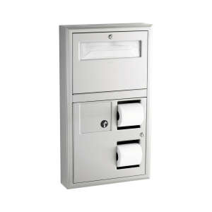 Bobrick, ClassicSeries®, Standard Bath Tissue and Seat Cover Dispenser w/ Waste Disposal, Stainless Steel