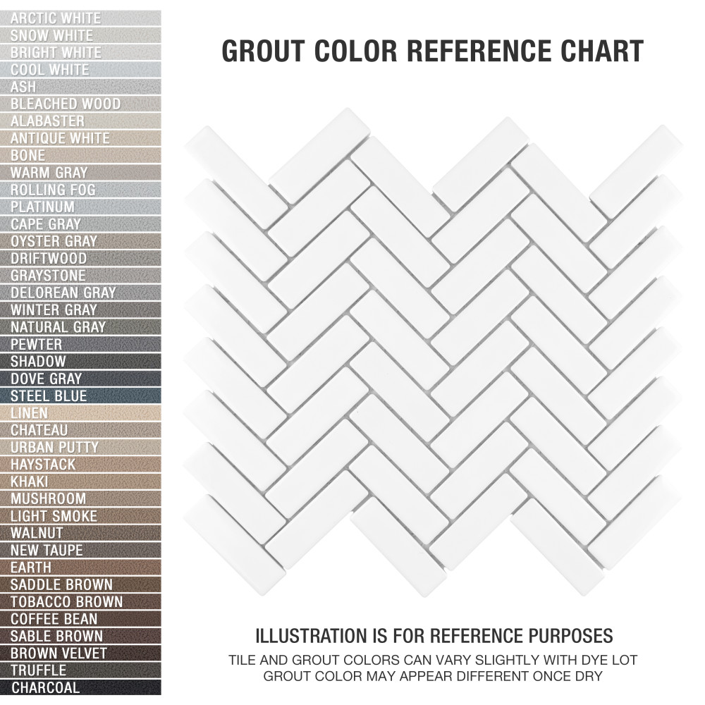 Metro Brick Herringbone Glossy White 10-5/8 in. x 12-1/2 in. Porcelain Mosaic Tile