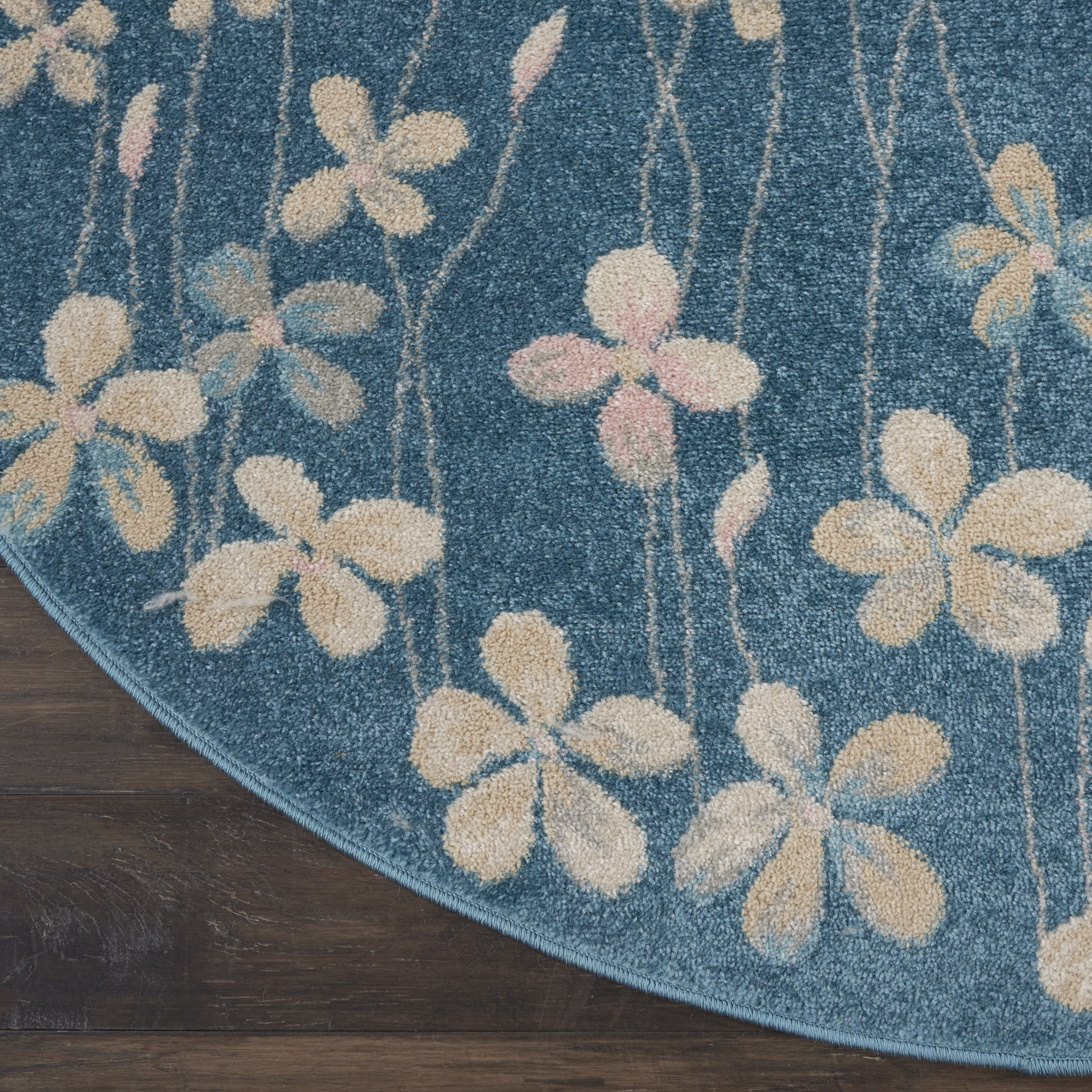 Nourison Tranquil 5'3" x Round Turquoise Contemporary Indoor Rug