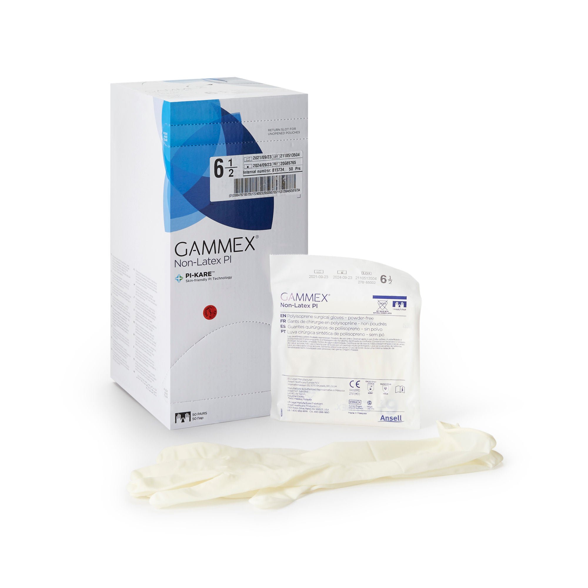 Gammex® Non-Latex PI Polyisoprene Surgical Glove, Size 6.5, White