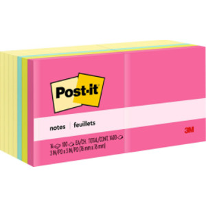 Notes Value Pack, 3 in x 3 in, Canary Yellow and Poptimistic Collection, 14 Pads