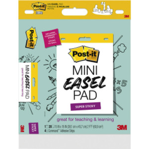 Super Sticky Mini Easel Pad, 15 x 18 Inches, 20 Sheets/Pad, 1 Pad, White