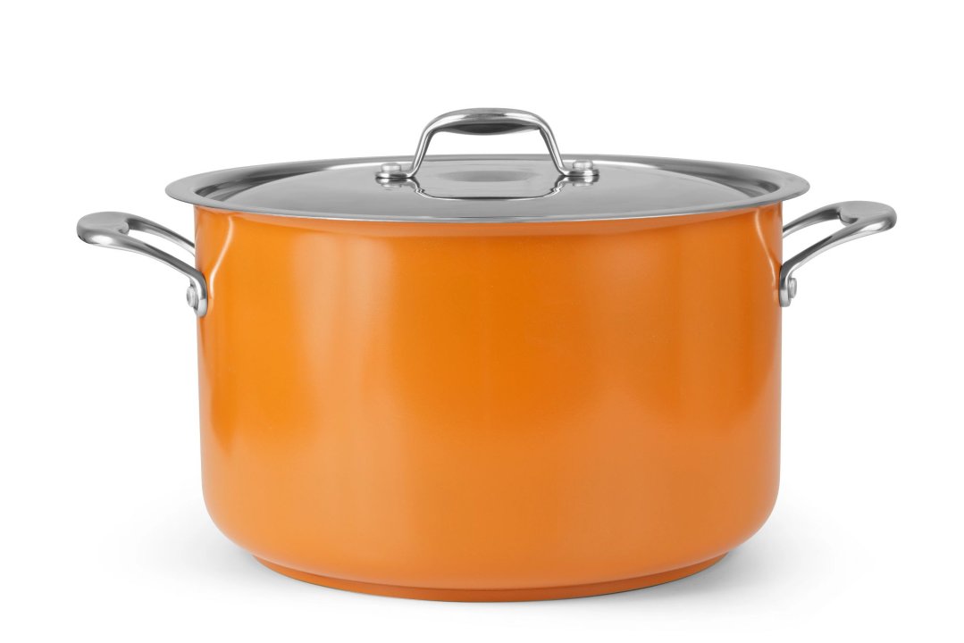 Cacerola alta con tapa Cool Line de 32 centímetros de acero inoxidable 18/10 Naranja