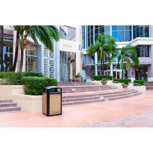 RUB3975BK, Rubbermaid Commercial,  Landmark Series Classic Container,  Dome Top with Rigid Liner, 50 gal, Plastic, Black