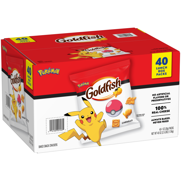 Goldfish® Pokémon Cheddar Baked Snack Crackers, 40 count box, 1 oz, bag - Left Angle Image