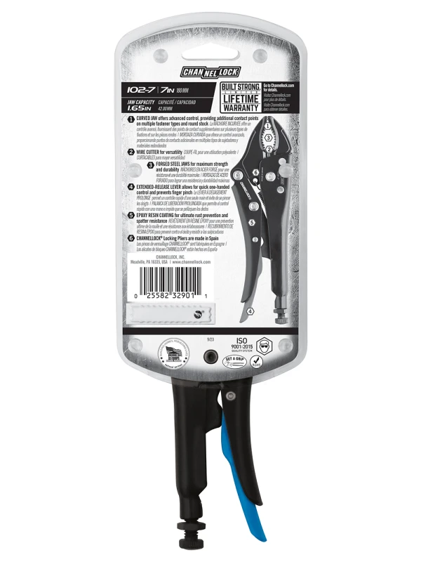 102-7 7-inch Curved Jaw Locking Pliers w/ Cutter