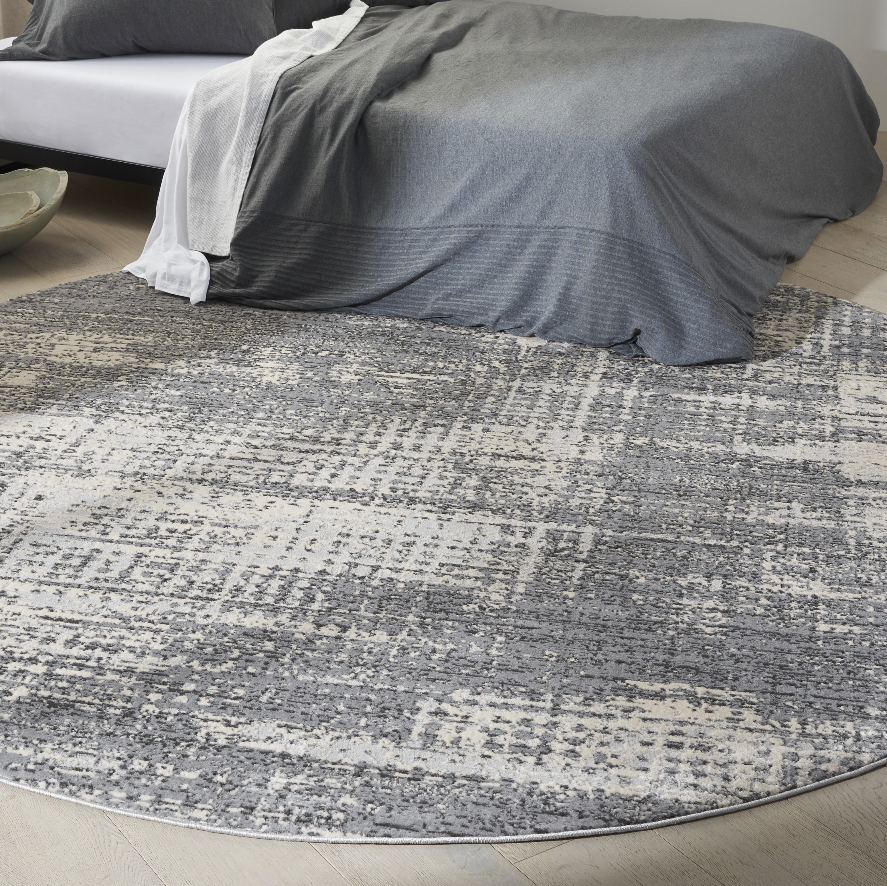 Calvin Klein CK950 Rush 8' x Round Grey Beige Modern Indoor Rug