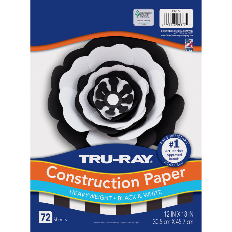 Premium Construction Paper, Black & White, 12" x 18", 72 sheets