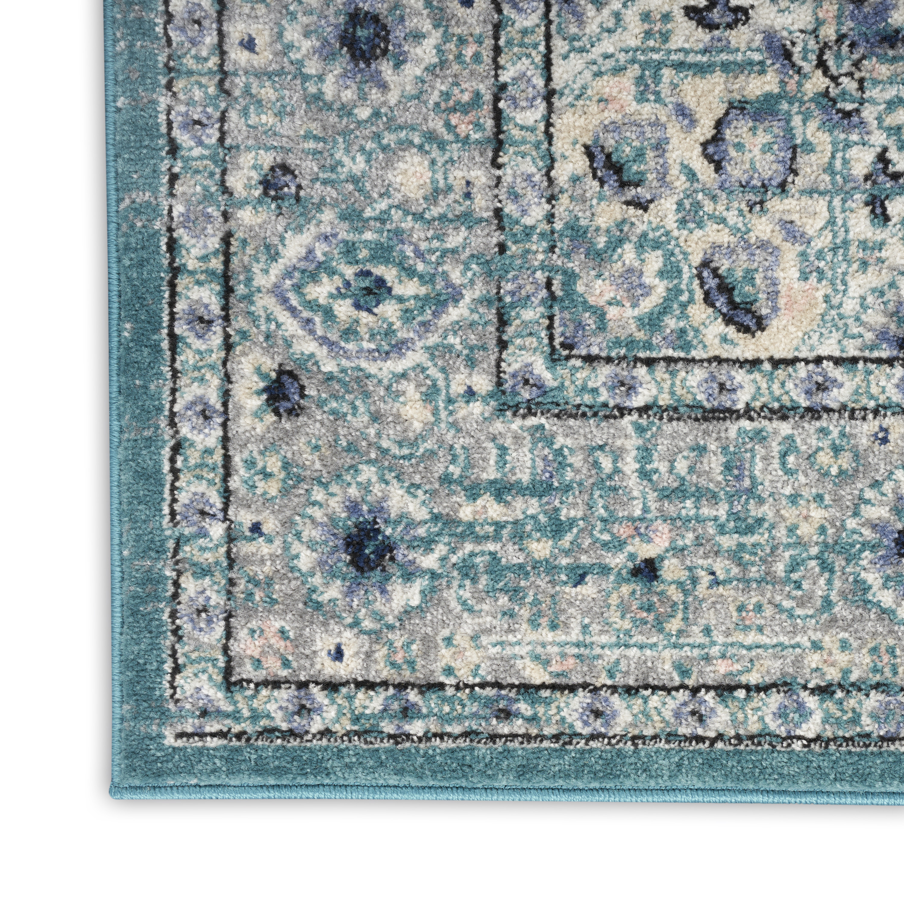 Nourison Passion 2'2" x 10' Turquoise Grey Bohemian Indoor Rug